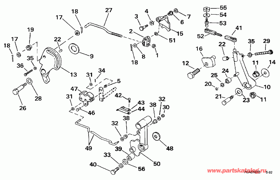 ��������� EVINRUDE SE40RPLB 1997  - ift & Throttle Linkage / ift & ����������� ��������age