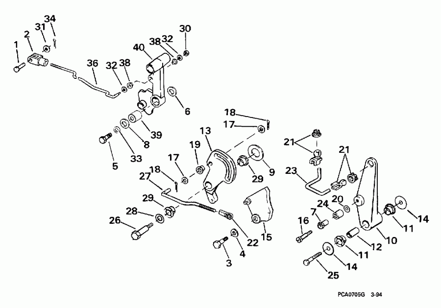 ����� EVINRUDE SE65RSYZ2 1997  - ift & Throttle Linkage