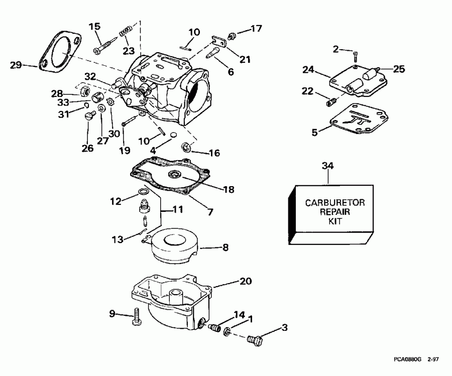 �������� ��������� ����� Evinrude SE65WMLZ2 1997  - rburetor / rburetor
