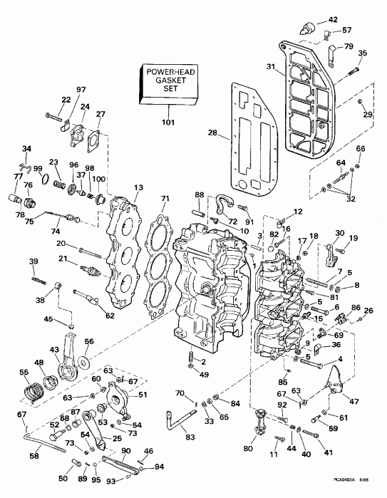 ��������� ��������� Evinrude SE65WMLZ2 1997  - linder & Crankcase - linder & ������ ���������