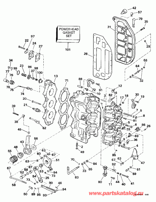 ��������� EVINRUDE SE65WMYZ2 1997  - linder & ������ ��������� - linder & Crankcase