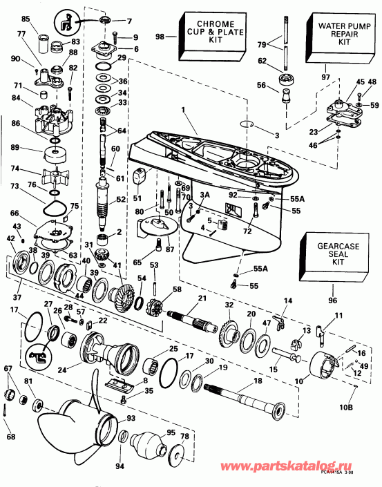 ��������� EVINRUDE BE150ELECD 1998  - Counter-rotation