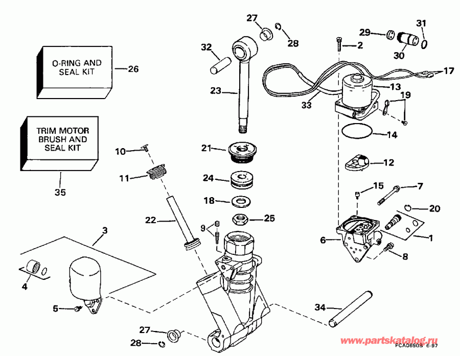��������� ����� Evinrude BE150ELECD 1998  - wer Trim / tilt Hydraulic Assembly / wer Trim/tilt Hydraulic Assembly