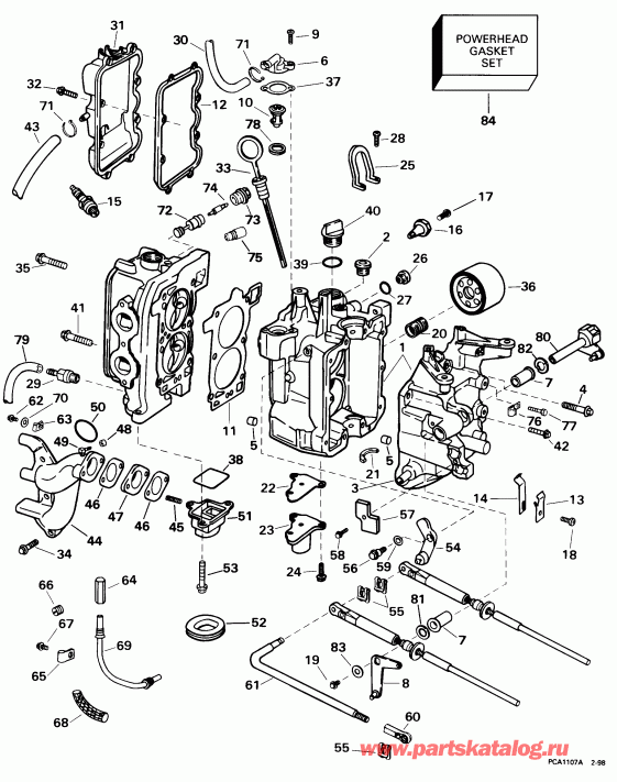 ��������� �������� ����� Evinrude BE15FDLECM 1998  - linder & Crankcase
