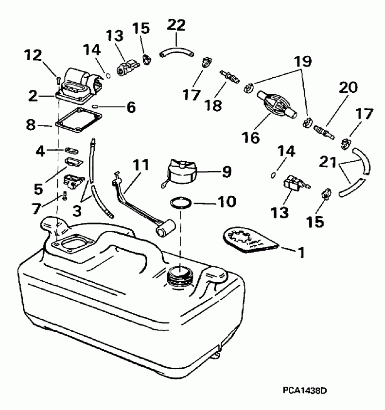 ��������� ��������� Evinrude BE15FWECA 1998  - el Tank / el Tank