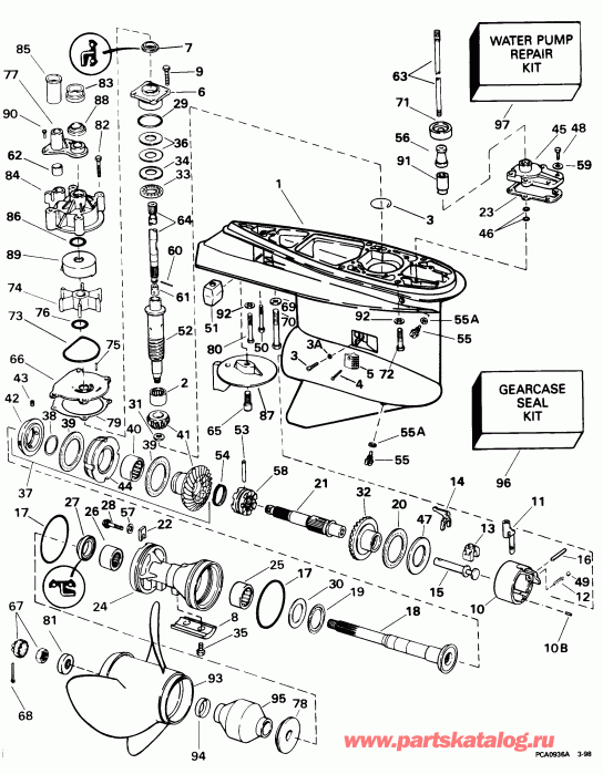 ��������� EVINRUDE BE225SLECS 1998  - Counter-rotation -- Cx, Cz, Nx Models /  Counter-rotation -- Cx, Cz, Nx Models