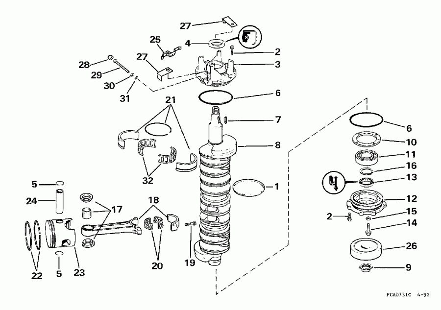    Evinrude BE250CXECB 1998  - ank &  / ankshaft & Piston