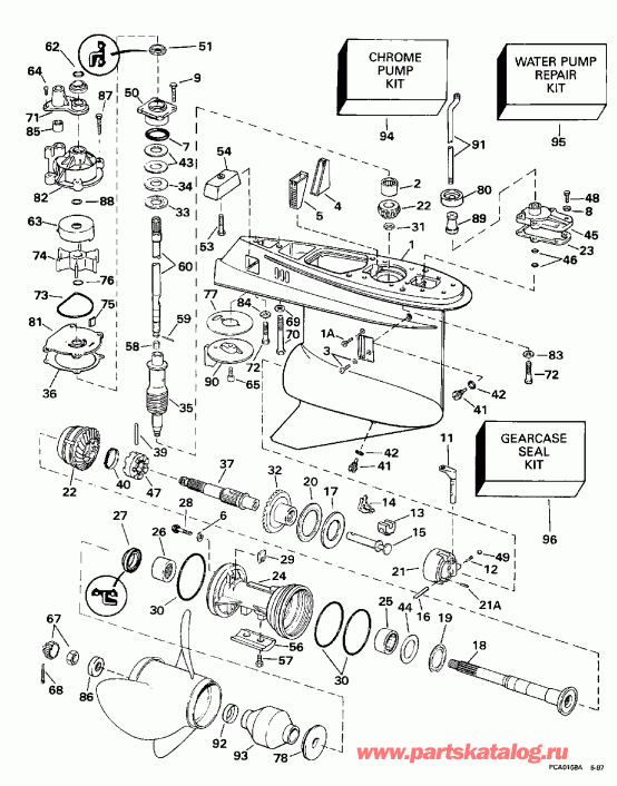 ����� Evinrude BE250CXECB 1998  - Counter-rotation