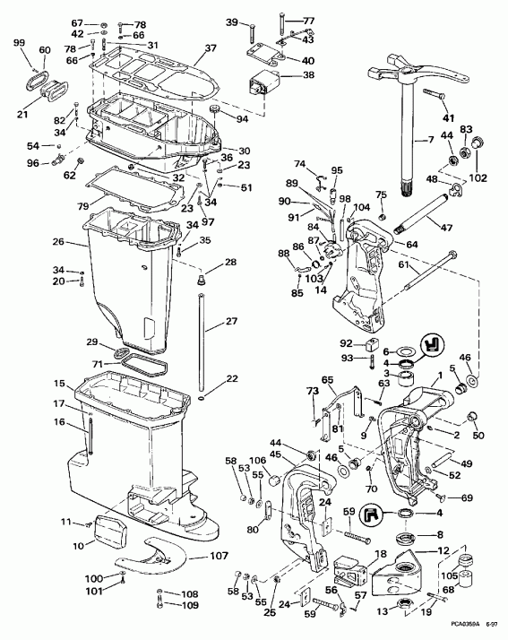 �������� ��������� ����� EVINRUDE BE250CXECB 1998  - dsection - dsection