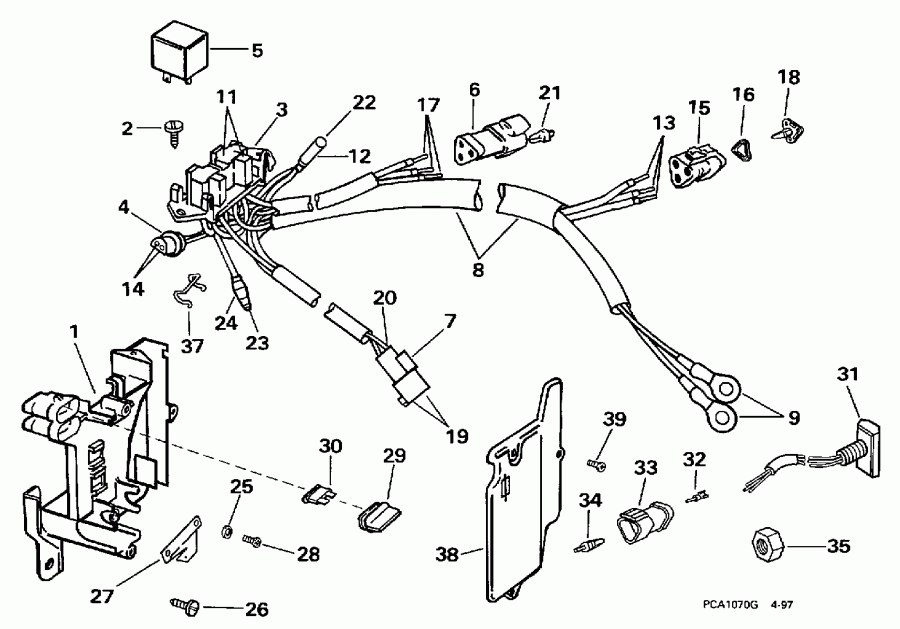 �������� ����� EVINRUDE BE250CXECB 1998  - wer Trim/tilt Electrical - wer Trim / tilt ���������