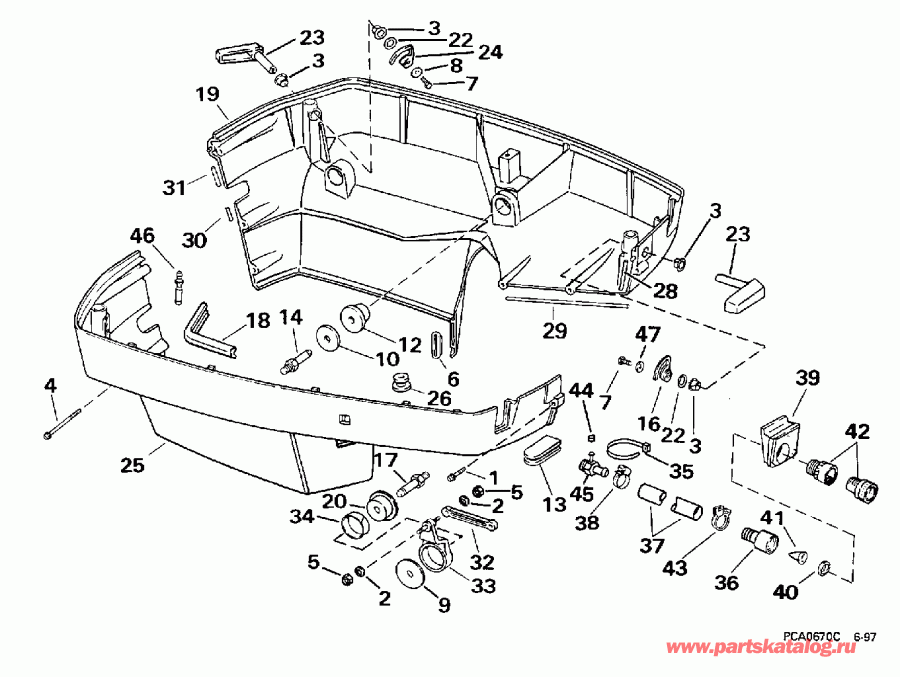  Evinrude BE250TXECB 1998  - wer ������ ��������� (�����) / wer Engine Cover