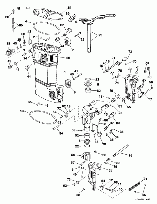 �������� ����� Evinrude BE25ARECA 1998  - ���������������� ��������� ������� /  Power Trim & Tilt
