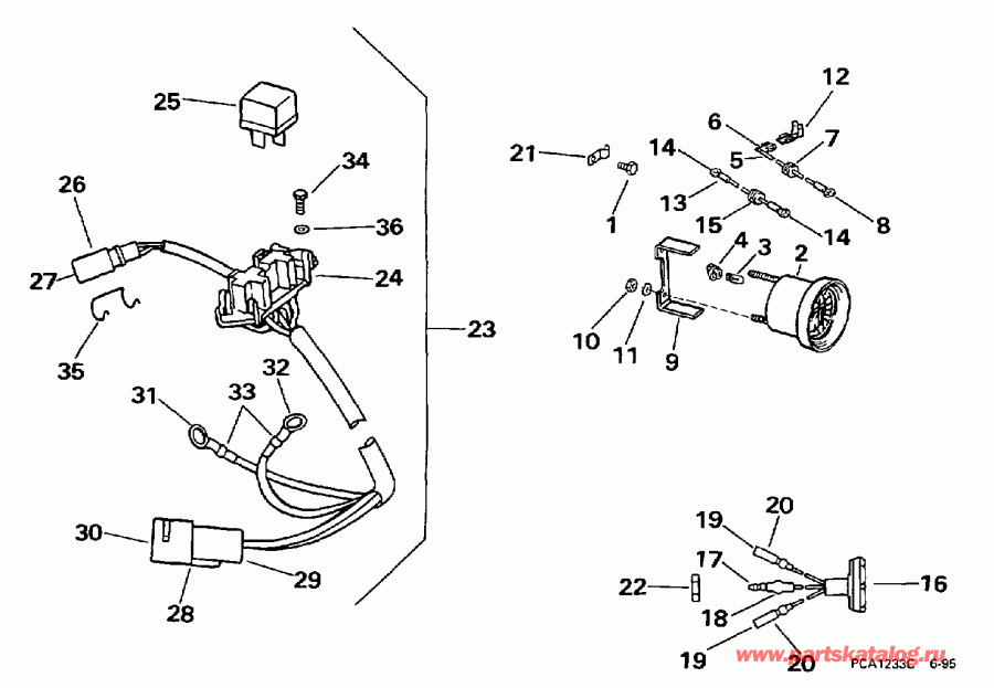  EVINRUDE BE25ARLECA 1998  - wer Trim / tilt ��������� / wer Trim/tilt Electrical