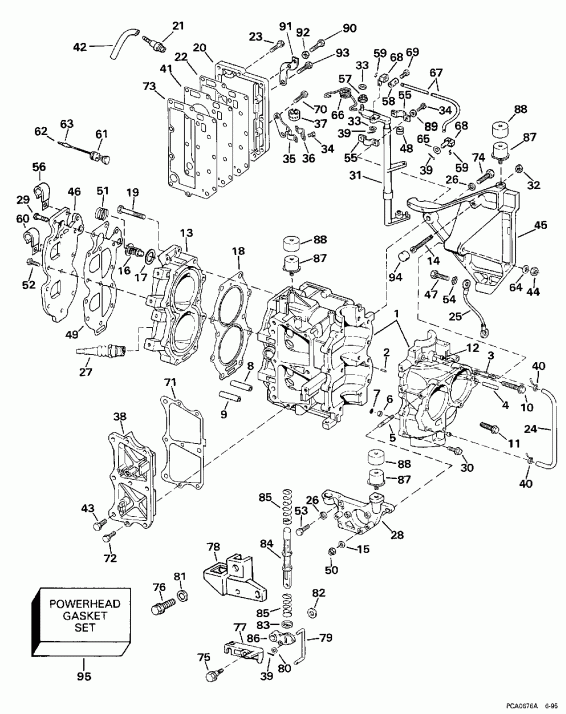 �������� ��������� ����� Evinrude BE30BAECS 1998  - linder & Crankcase - linder & ������ ���������
