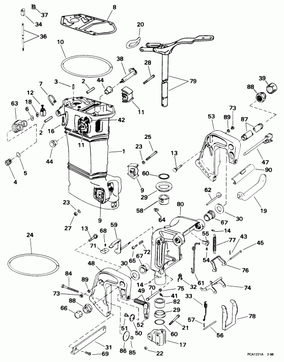 ��������� �������� ����� Evinrude BE35ARECR 1998  - ������ Tilt /  Manual Tilt