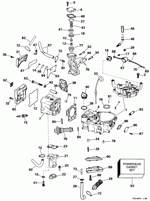 ��������� �������� ����� EVINRUDE BE5FRBECC 1998  - linder & Crankcase