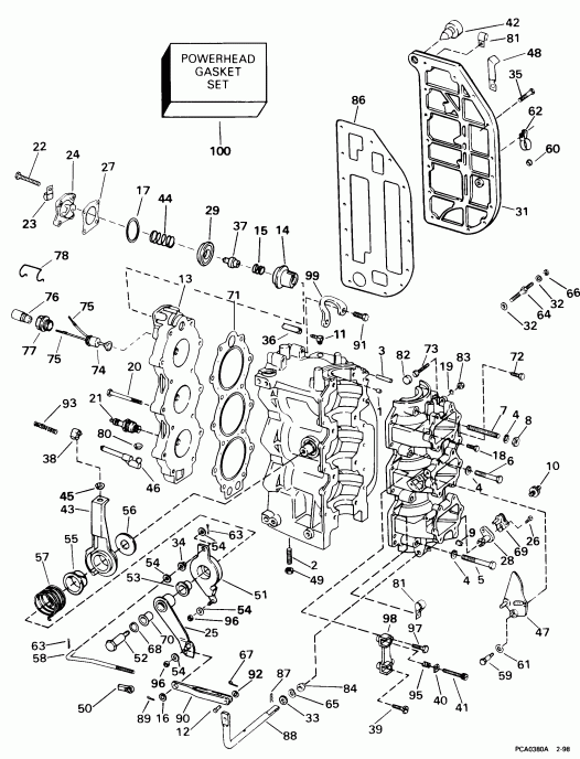  EVINRUDE BE70TLECB 1998  - linder & Crankcase