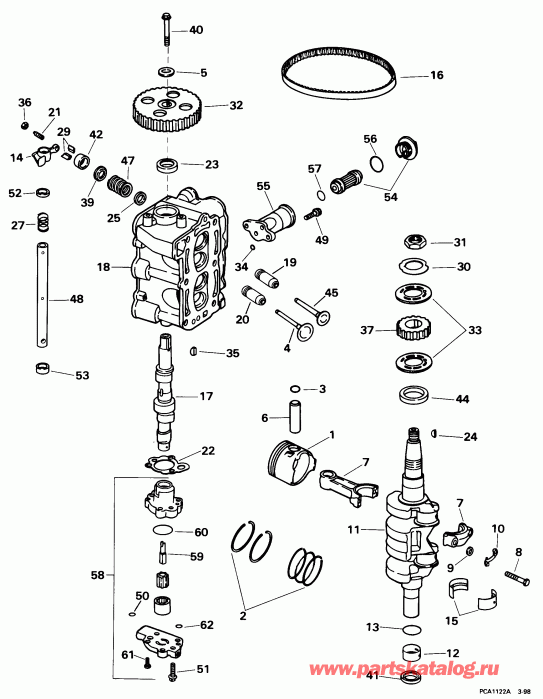  Evinrude BE8FRBECA 1998  - linder Head & Crankshaft - linder Head & 
