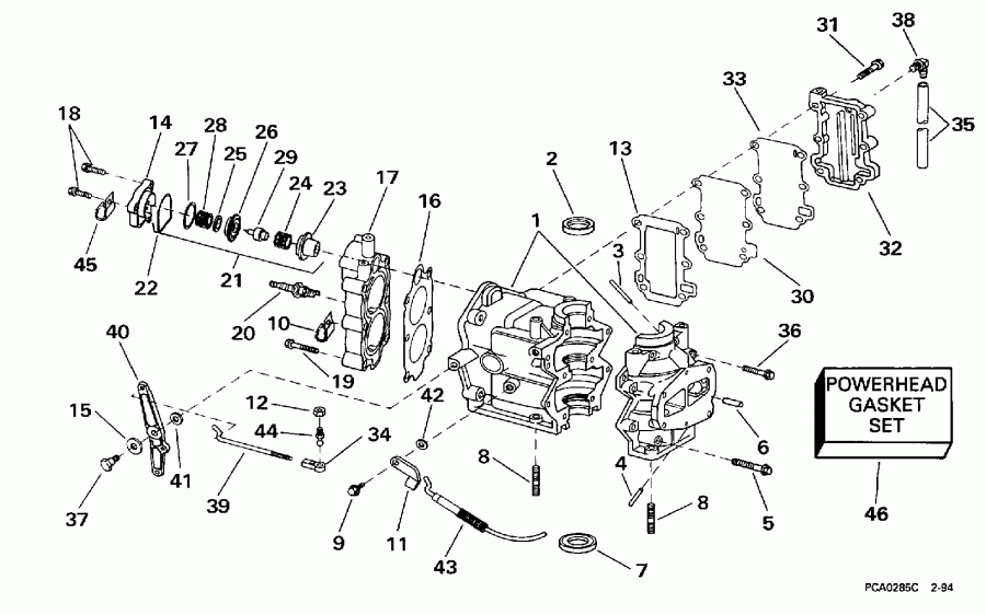 ��������� �������� ����� Evinrude BE8RCLT 1998  - linder & ������ ��������� - linder & Crankcase