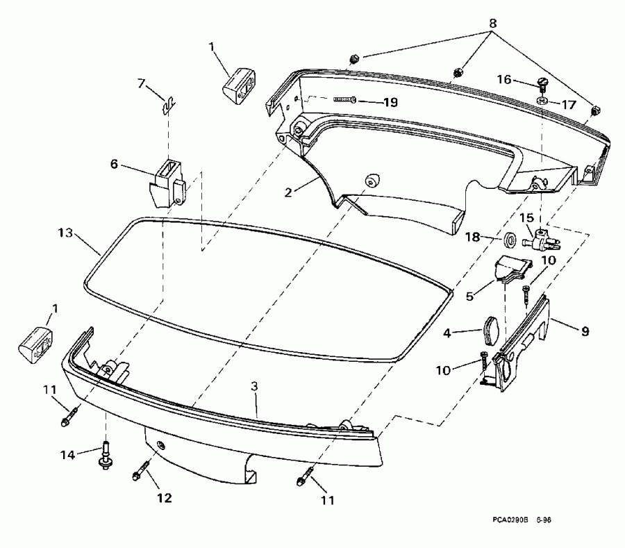 ��������� ����� EVINRUDE BE8RCT 1998  - wer ������ ��������� (�����) - wer Engine Cover