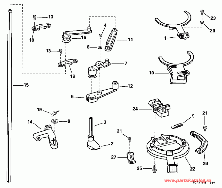 ��������� �������� ����� Evinrude BE90SLECM 1998  - rottle Linkage / rottle ��������� ��������