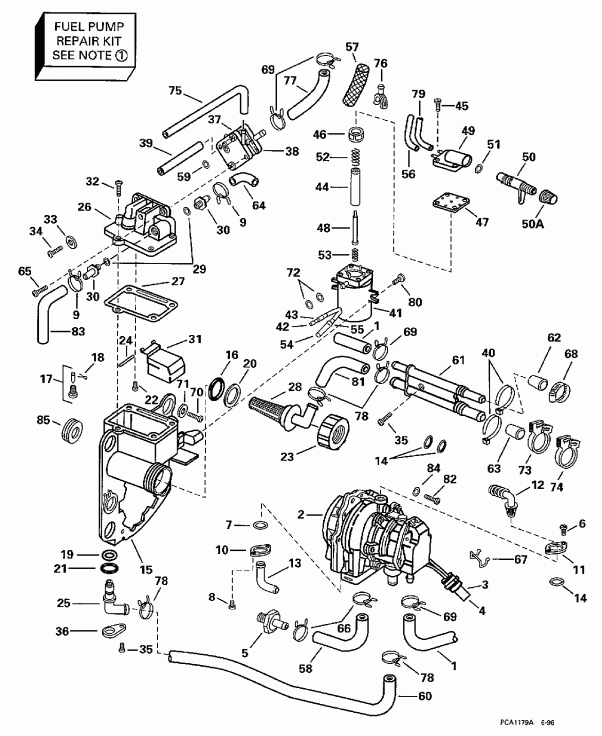  Evinrude E100WQLECS 1998  - el Bracket & Components - el  & Components