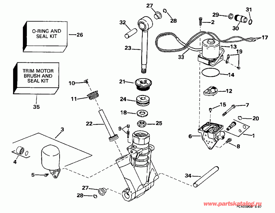 ��������� ����� ������� E100WQLECS 1998  - wer Trim/tilt Hydraulic Assembly