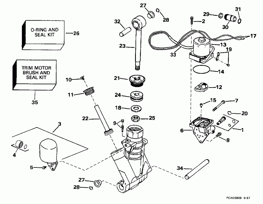 ��������� ����� Evinrude E100WQXECS 1998  - wer Trim / tilt Hydraulic Assembly