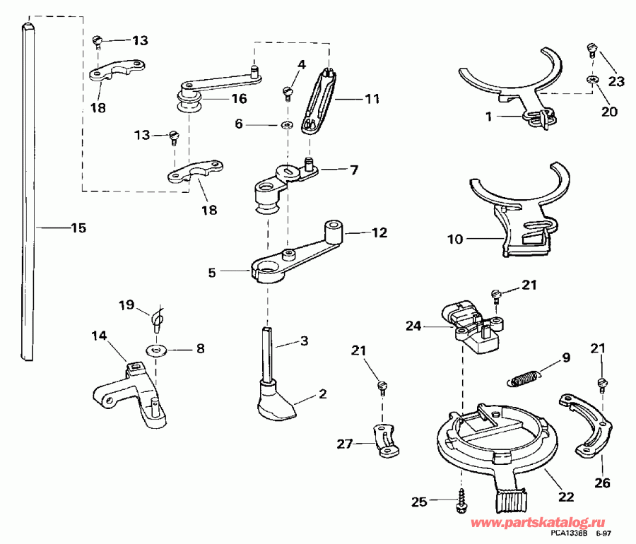 ��������� EVINRUDE E100WQXECS 1998  - rottle Linkage / rottle ��������� ��������
