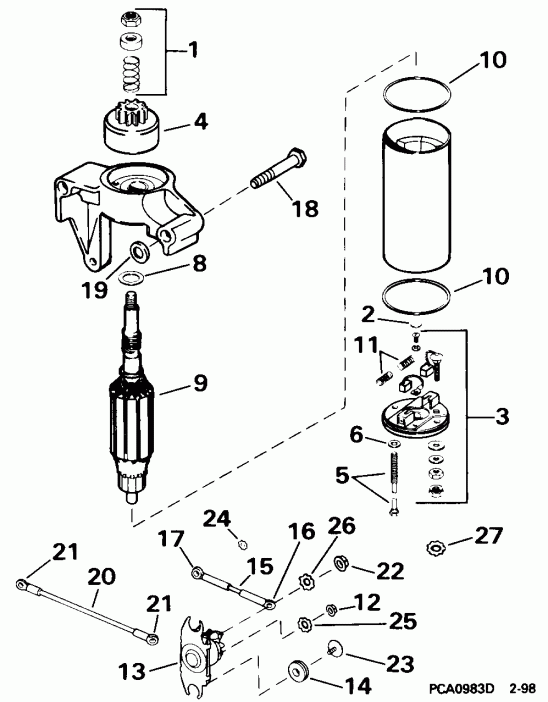 ��������� ����� Evinrude E10EECC 1998  - arter Motor & Solenoid / arter Motor & Solenoid