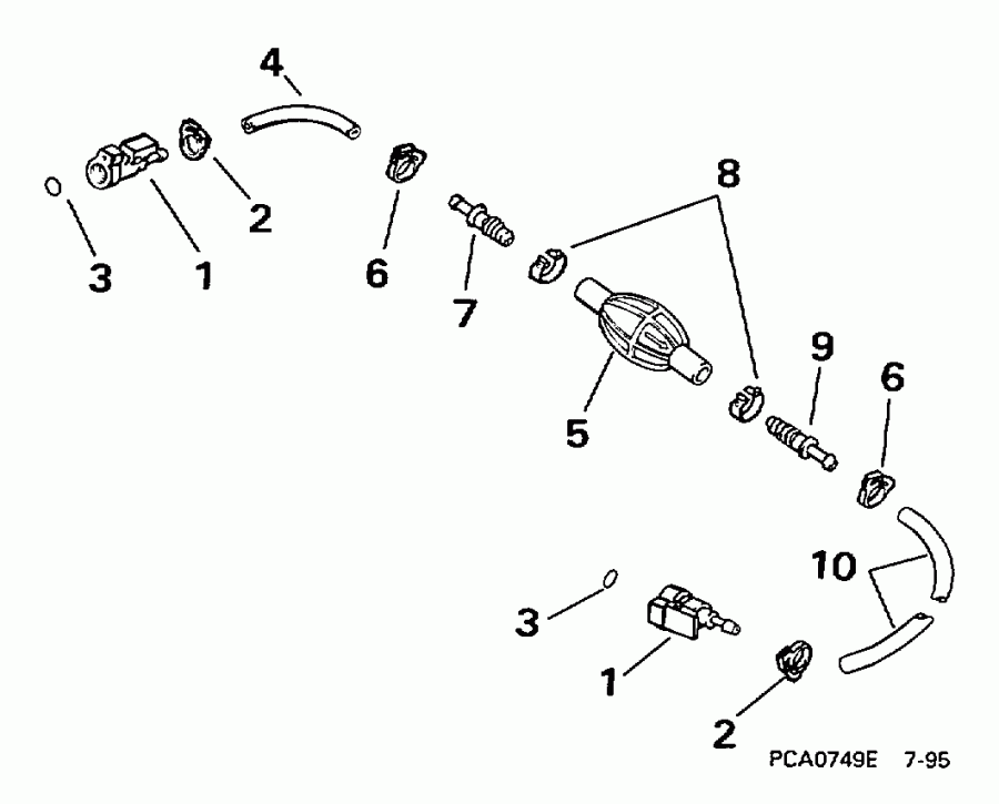 ��������� �������� ����� EVINRUDE E10ELECC 1998  -  5/16 In. I.d. - 5 / 16 ���� I.d.