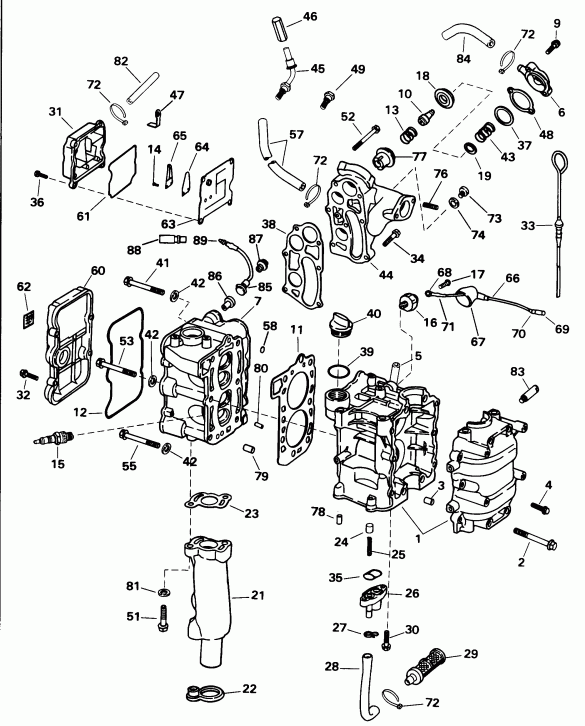 ��������� �������� ����� EVINRUDE E10FOECA 1998  - linder & ������ ��������� / linder & Crankcase