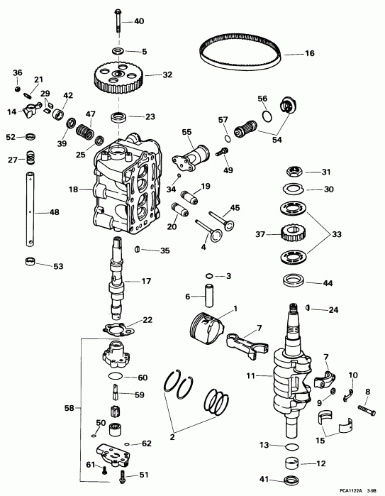 ��������� ������� E10FOECA 1998  - linder Head & �������� - linder Head & Crankshaft