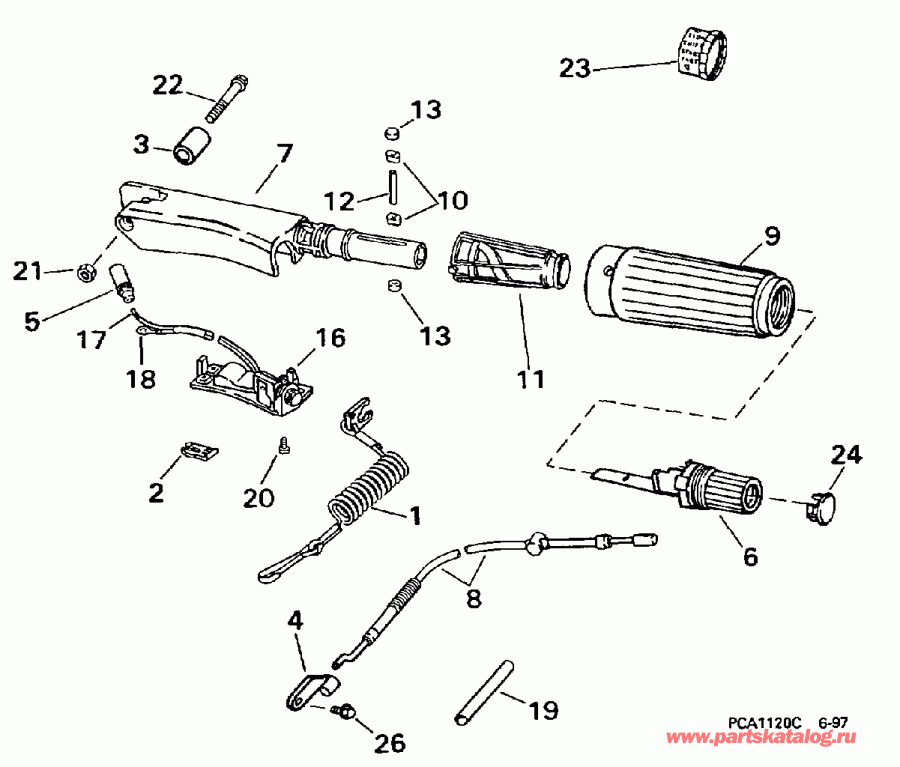 ��������� EVINRUDE E10FOLECA 1998  - eering Handle - ee������ Handle
