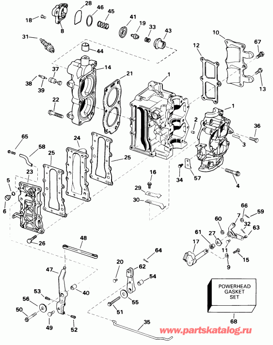 ��������� Evinrude E10SELECC 1998  - linder & ������ ��������� / linder & Crankcase