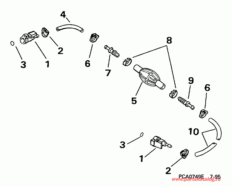 �������� ��������� ����� EVINRUDE E10SELECC 1998  -  5/16 In. I.d. - 5 / 16 ���� I.d.