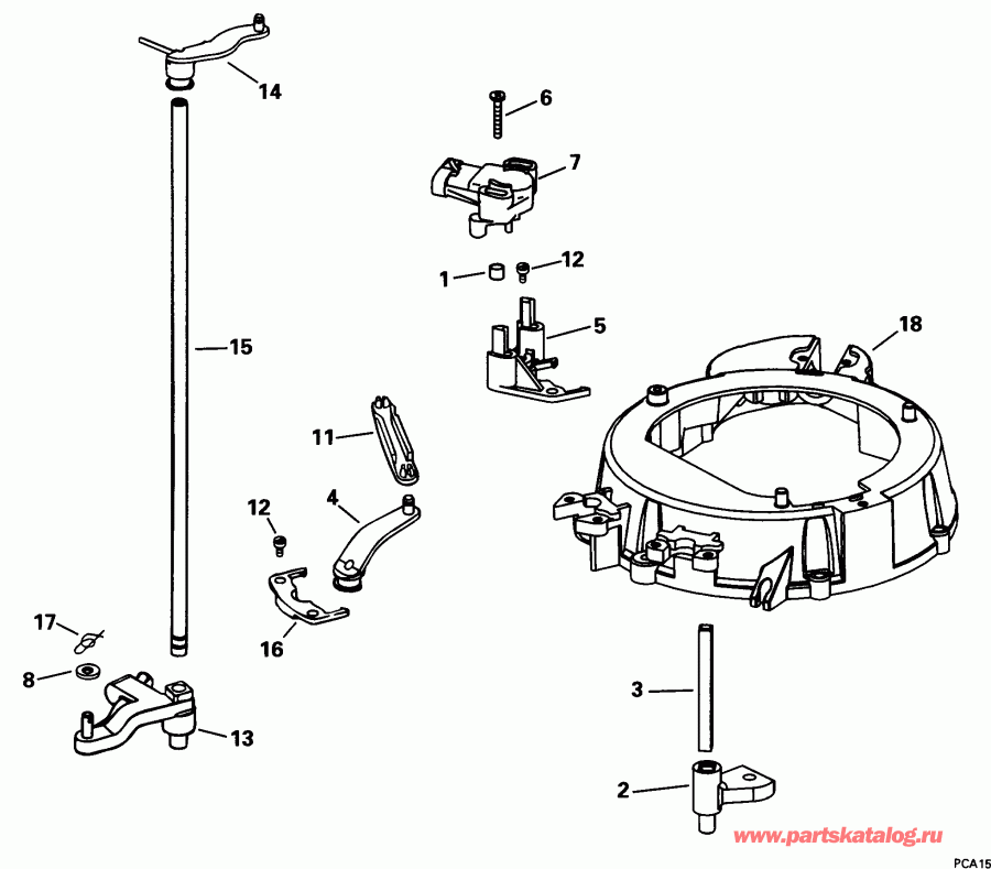��������� Evinrude E115FSLECS 1998  - rottle ��������� �������� / rottle Linkage