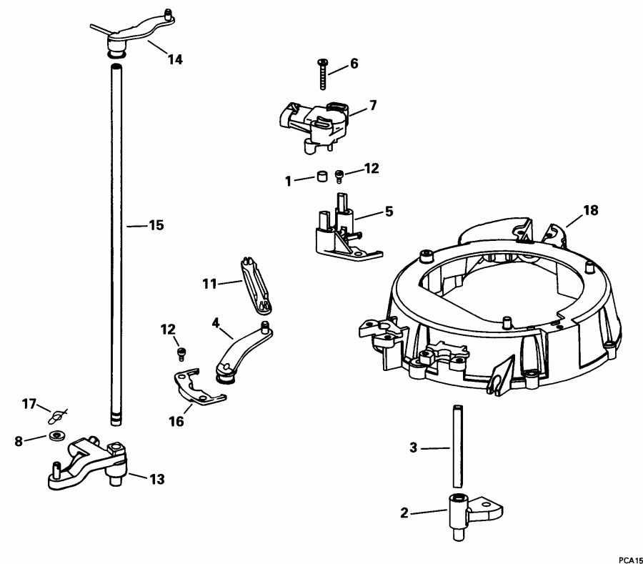 �������� ��������� ����� EVINRUDE E115FSXECS 1998  - rottle ��������� �������� / rottle Linkage