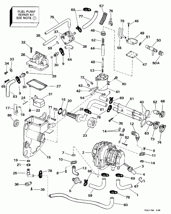 ��������� �������� ����� Evinrude E115GLECM 1998  - el ��������� & Components - el Bracket & Components