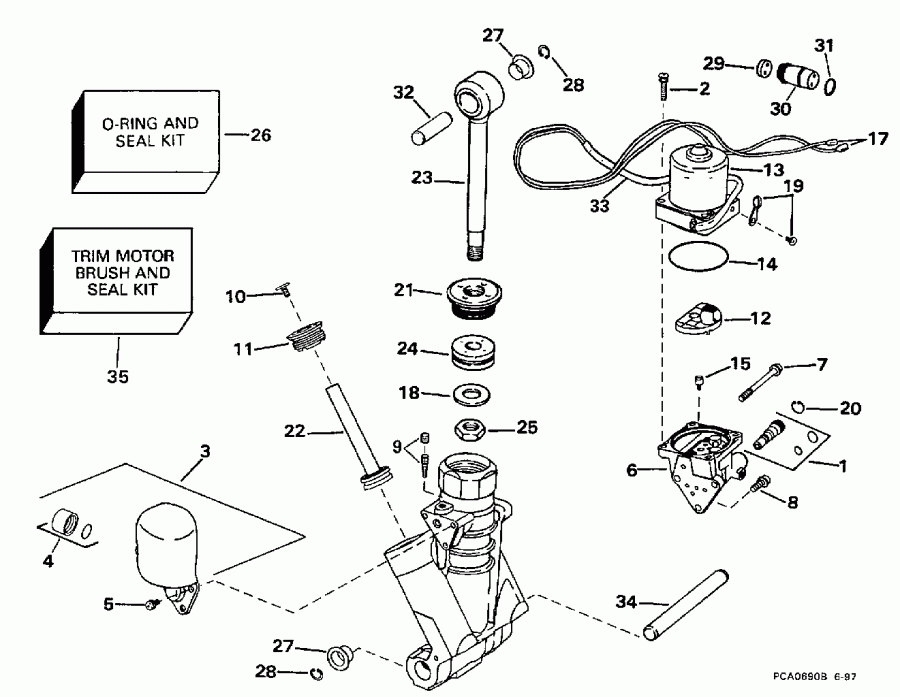 ��������� EVINRUDE E150ELECD 1998  - wer Trim / tilt Hydraulic Assembly / wer Trim/tilt Hydraulic Assembly
