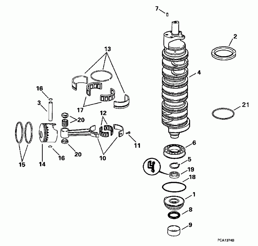  Evinrude E150FCXECR 1998  - ank��� & ������ - ankshaft & Pistons