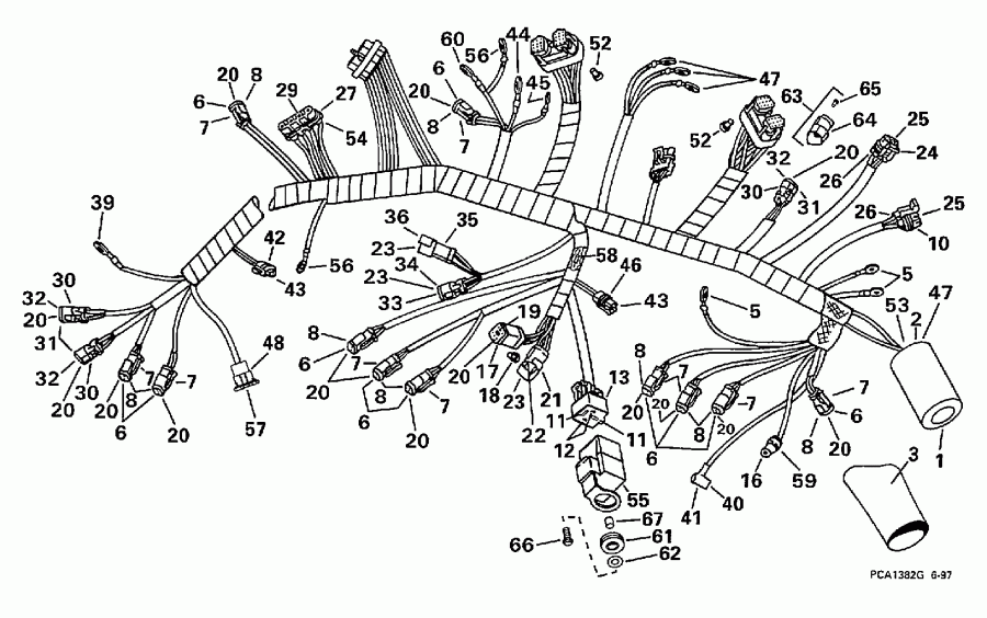 ��������� �������� ����� EVINRUDE E150FCXECR 1998  - tor Cable Assembly - tor ������ Assembly