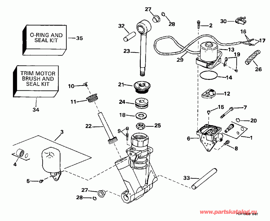 �������� ����� ������� E150FSLECR 1998  - wer Trim/tilt Hydraulic Assembly
