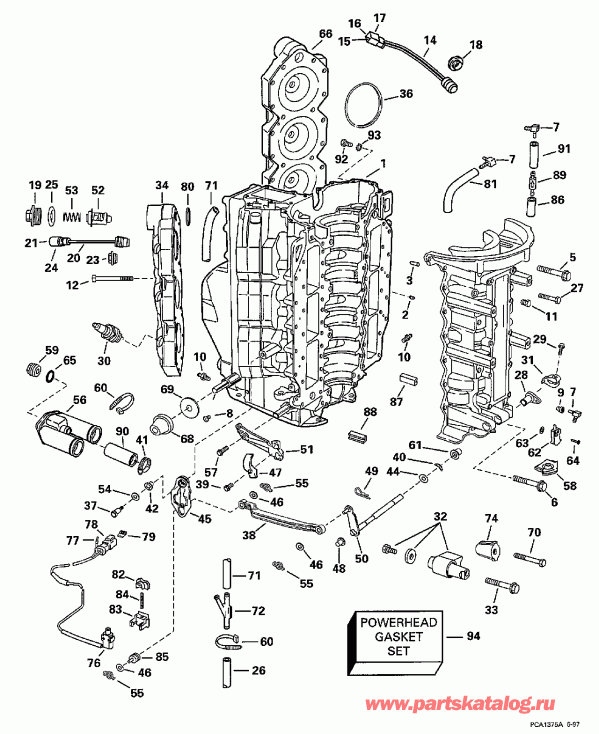 ��������� EVINRUDE E150FSXECR 1998  - linder & Crankcase