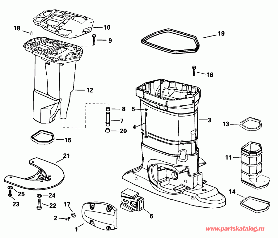 ����� EVINRUDE E150FSXECR 1998  - haust ������ / haust Housing