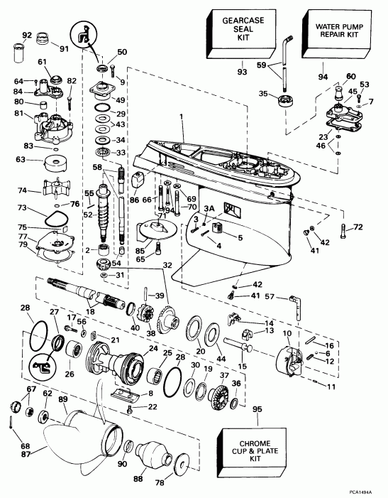 �������� ��������� ����� Evinrude E150ILECR 1998  -  Standard Rotation -- Fsl & Fsx Models / �������� Rotation -- Fsl & Fsx Models