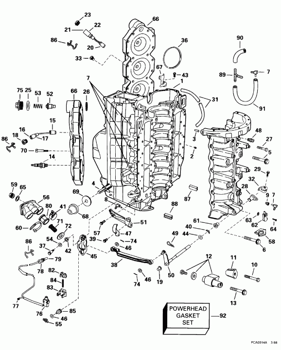 �������� ����� EVINRUDE E150JLECD 1998  - linder & ������ ��������� - linder & Crankcase