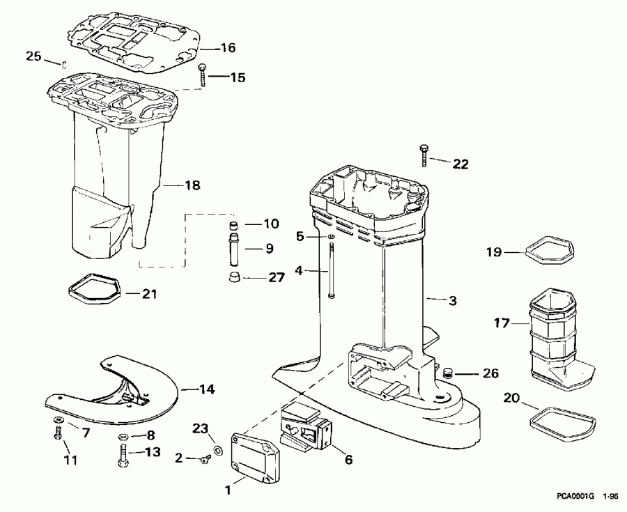 �������� ��������� ����� EVINRUDE E175EXECD 1998  - haust Housing / haust ������