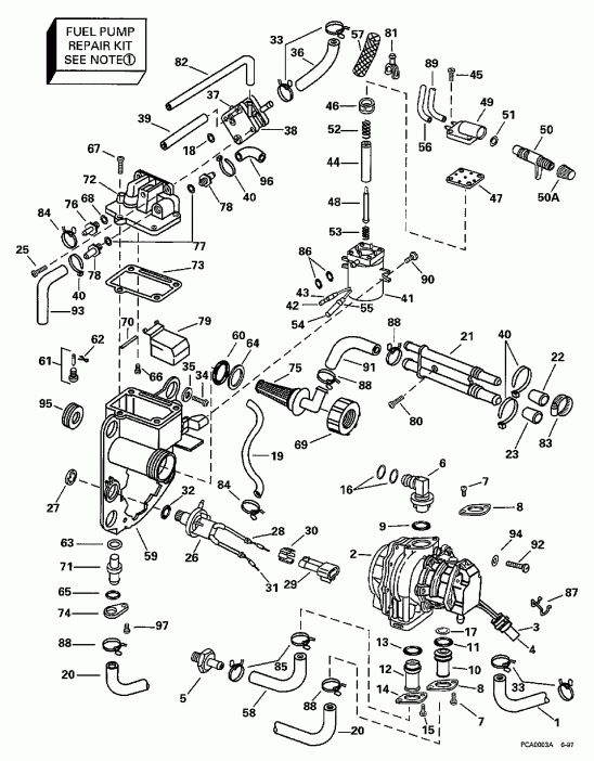 ��������� �������� ����� Evinrude E175EXECD 1998  - el Bracket & Components