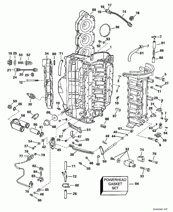  EVINRUDE E175FCXECS 1998  - linder & Crankcase